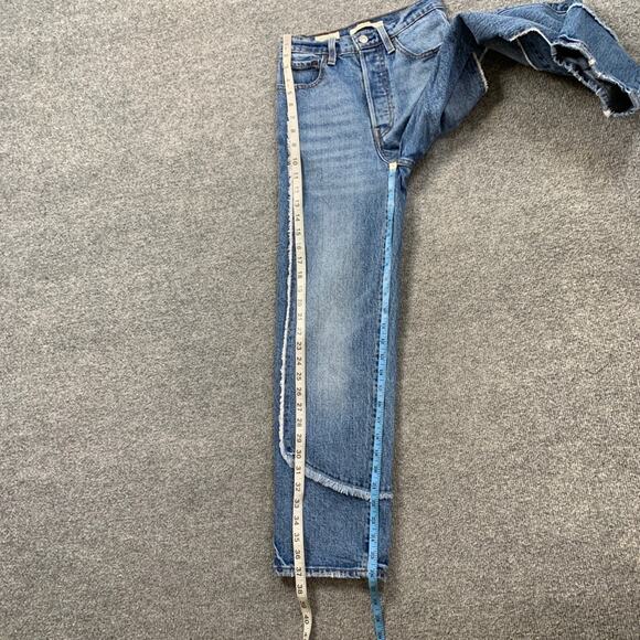 Levis Jeans Womens 24 Blue Ribcage Straight Reconstructed Super High Rise Fringe - Picture 6 of 14